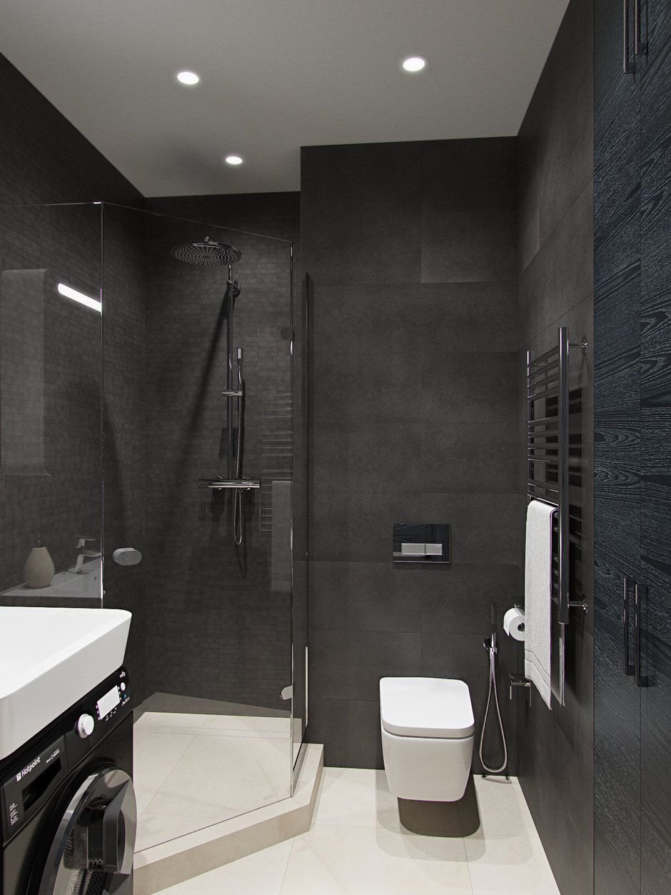 Черные стены в ванной комнате