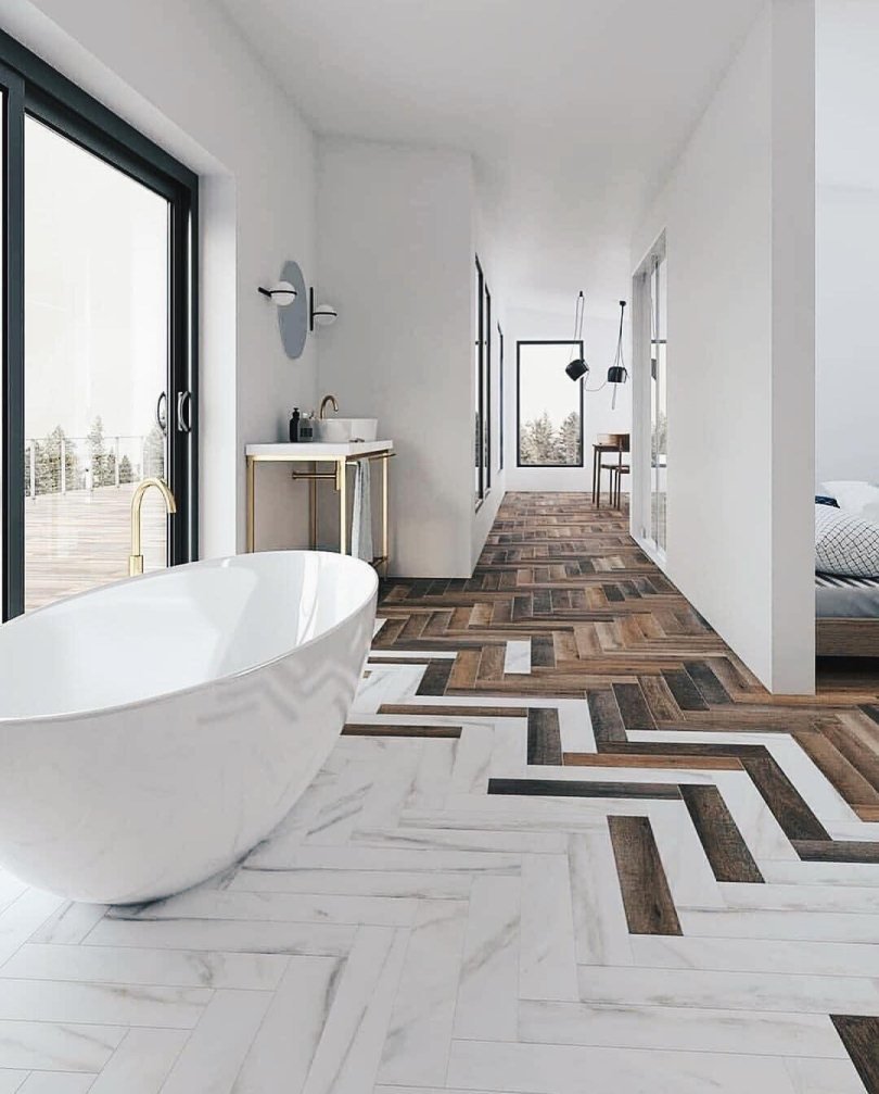 Ламинат на стене в офисе