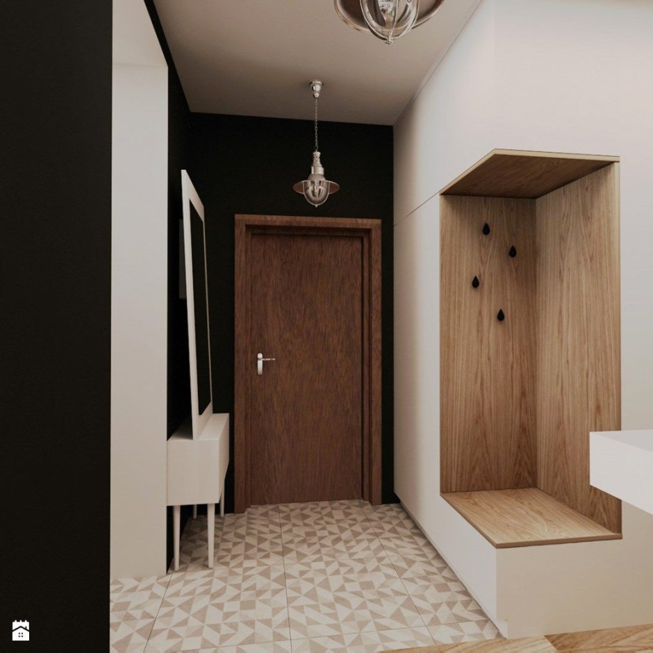 Прихожая Минимализм белая с деревом