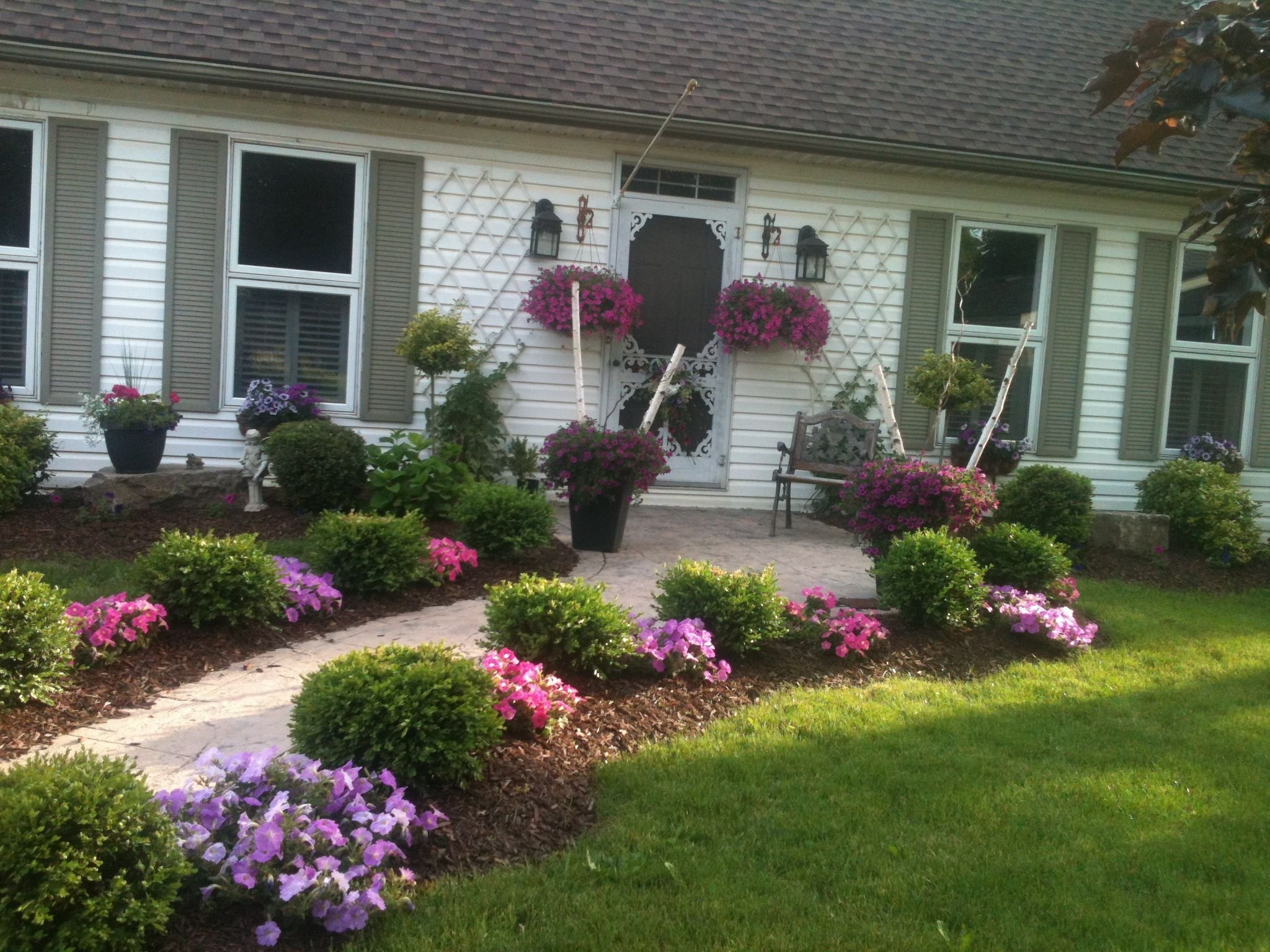 Фото цветов перед домом. Клумба перед домом. Цветник перед домом. Цветы в палисаднике перед домом. Клумба в палисаднике перед домом.