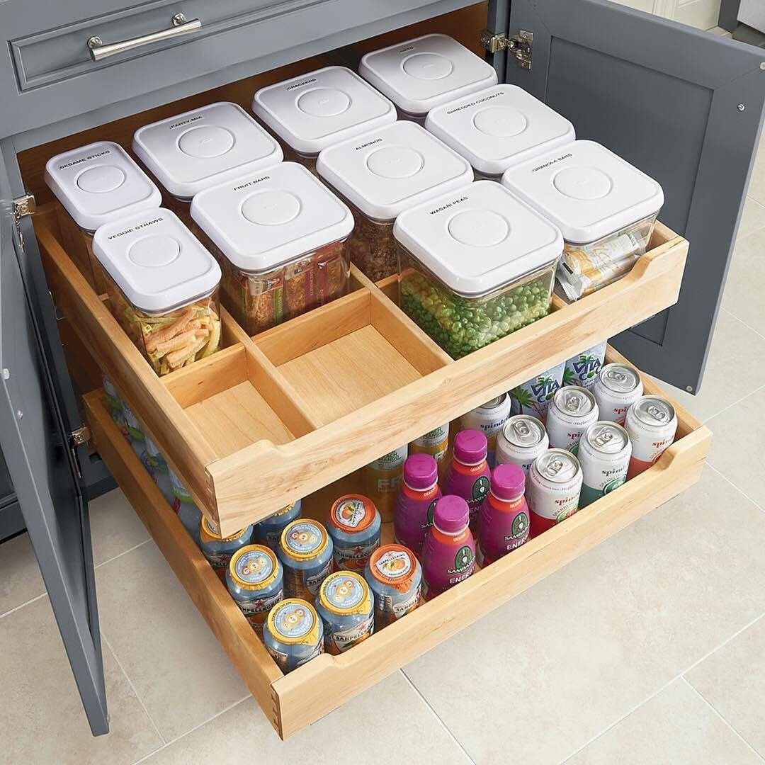Организация пространства в ящиках на кухне