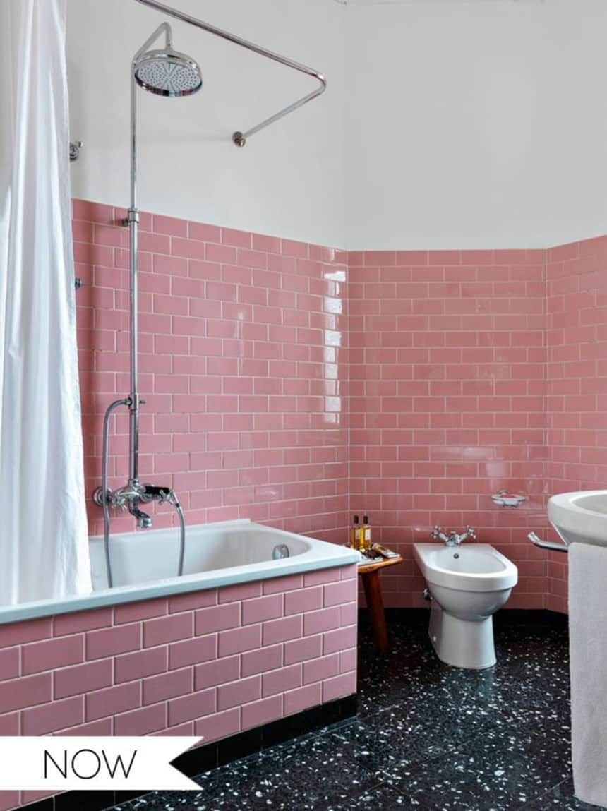 Розовая плитка для ванной кабанчик