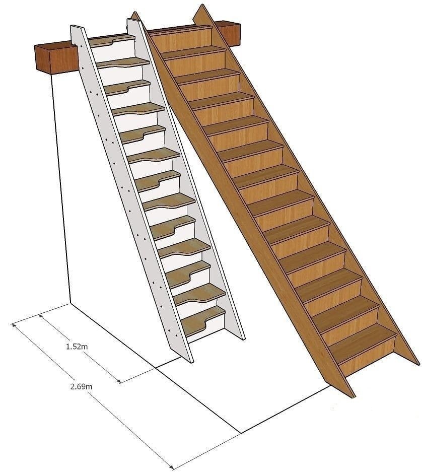 Лестница одномаршевая на высоту 3м