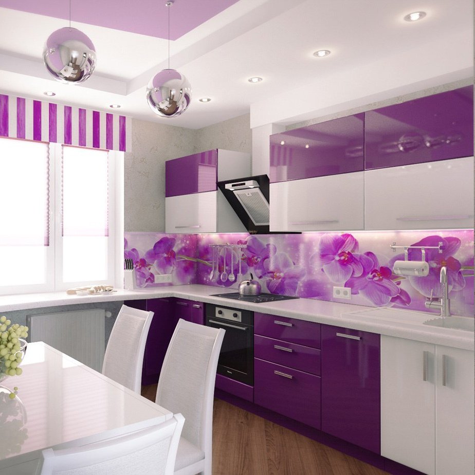 Кухня в фиолетовых оттенках