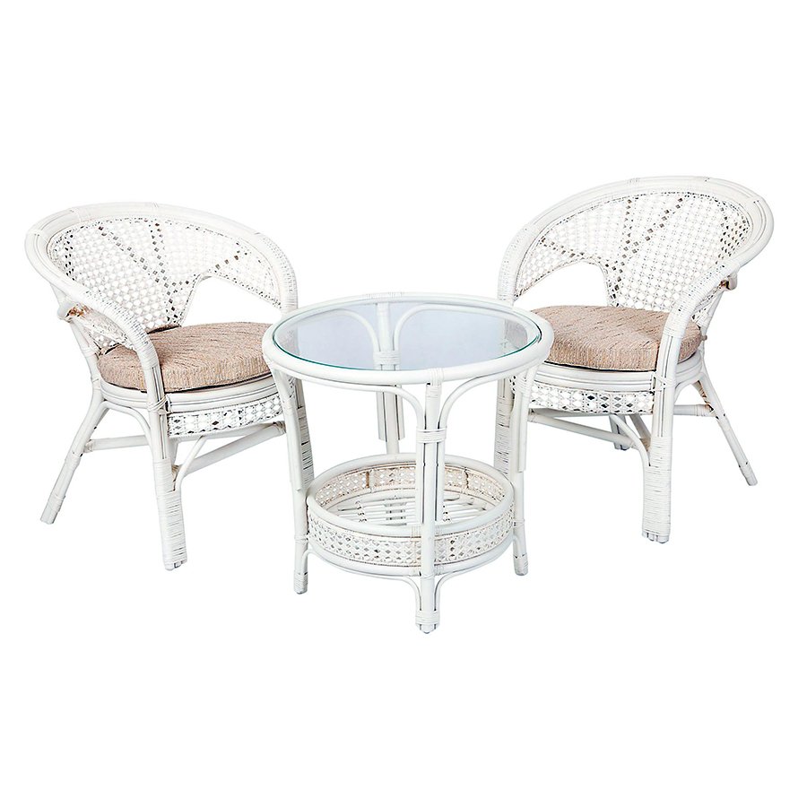 Комплект кофейный ecodesign Пеланги (стол+2 кресла), 02/15-1 White