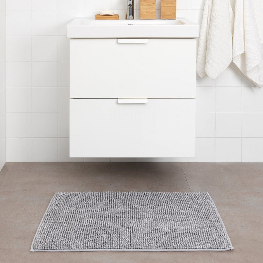 ТОФТБУ коврик для ванной, бежево-белый меланж50x80 см