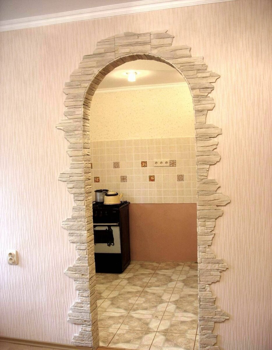 Отделка арки декоративным камнем