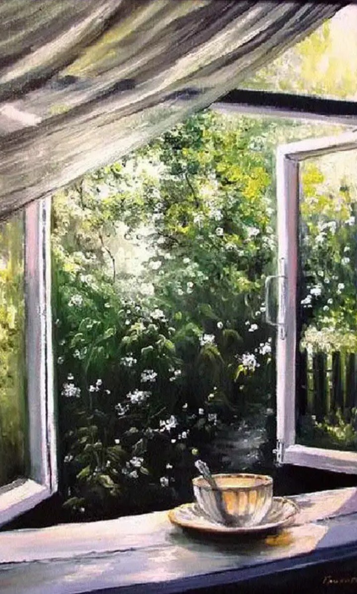 Картина "открытое окно в сад"Николай Богданов-Бельский