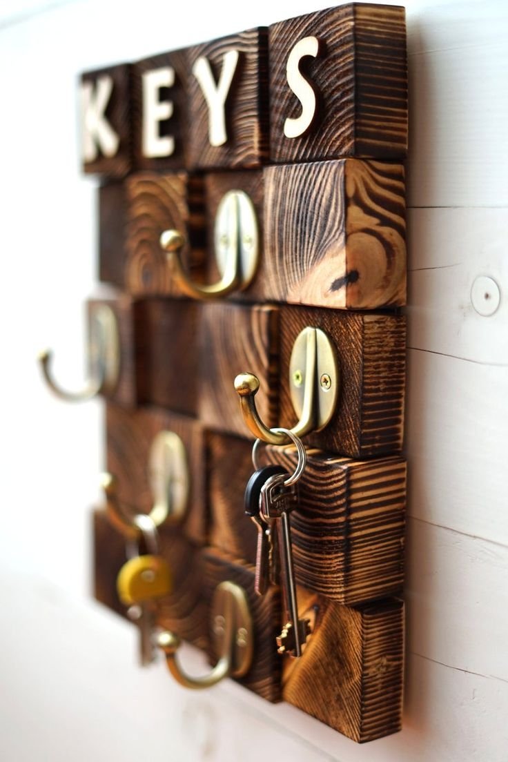 Wood Key Hanger Entryway Organizer Mosaic кey Hook Key
