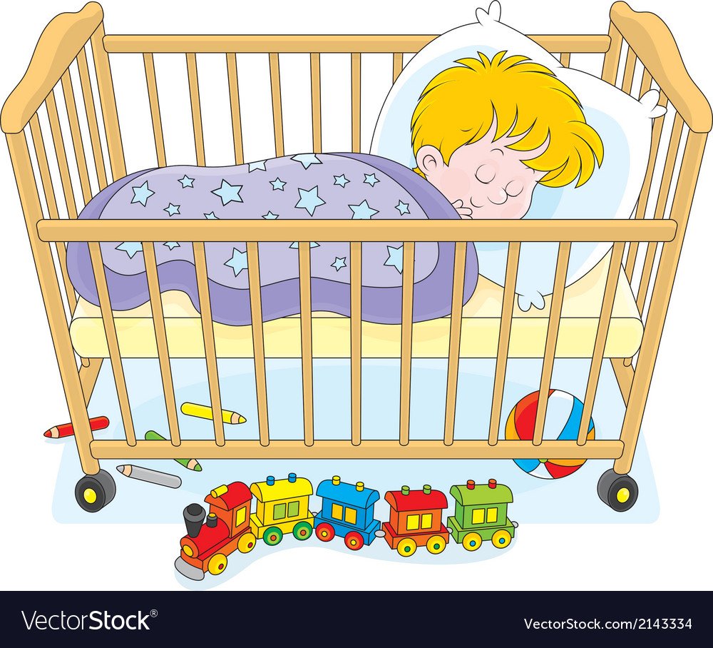 Кроватка с младенцем иллюстрация