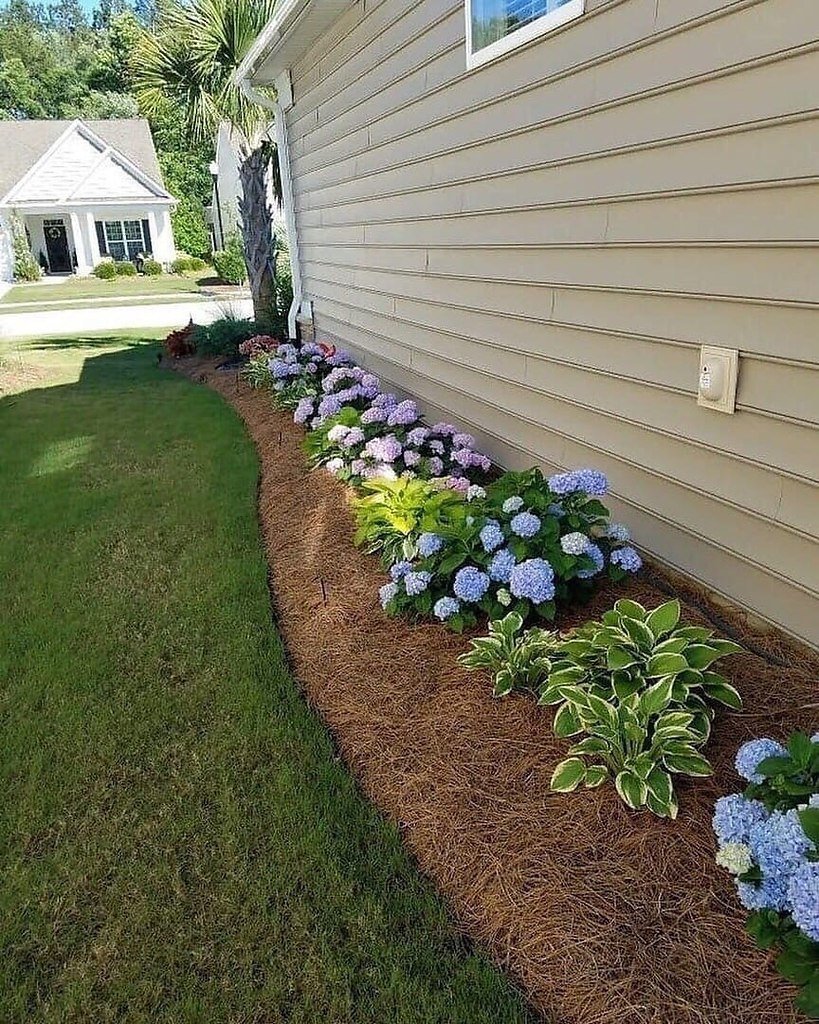 Узкая рабатка вдоль забора