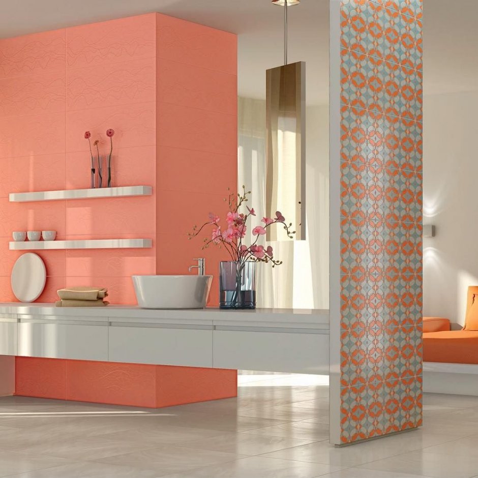 Ванная комната в оранжевом цвете