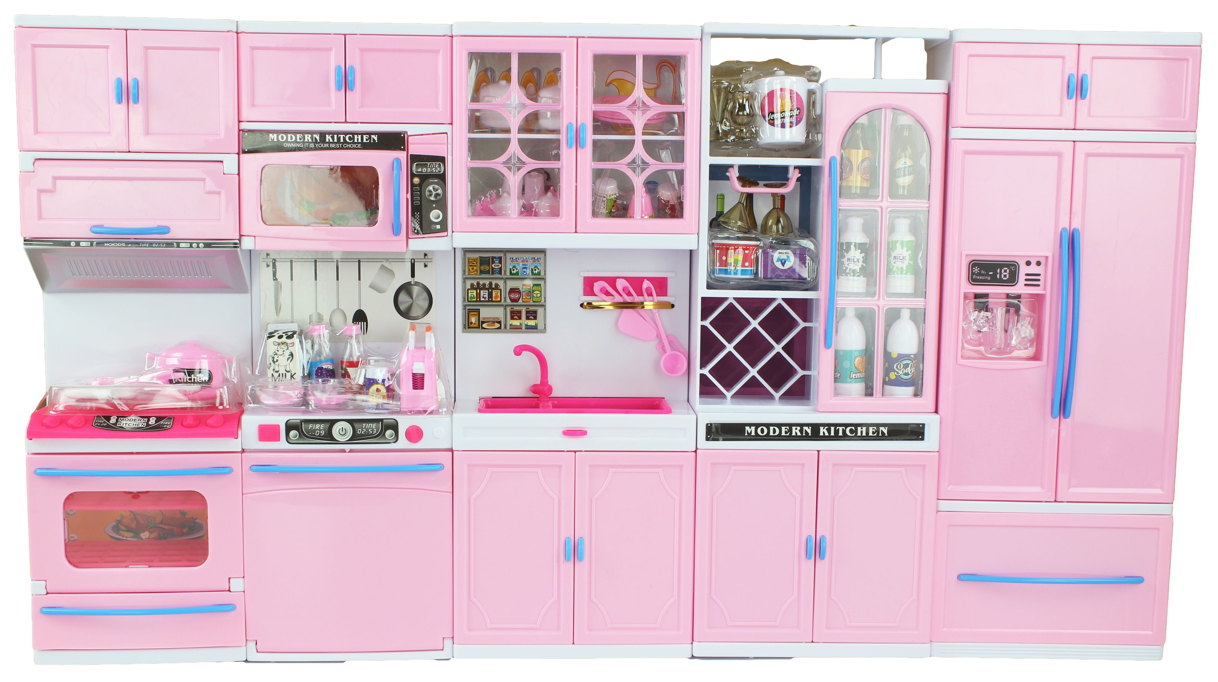 мебель кухня для куклы розовая с 1388 огонек