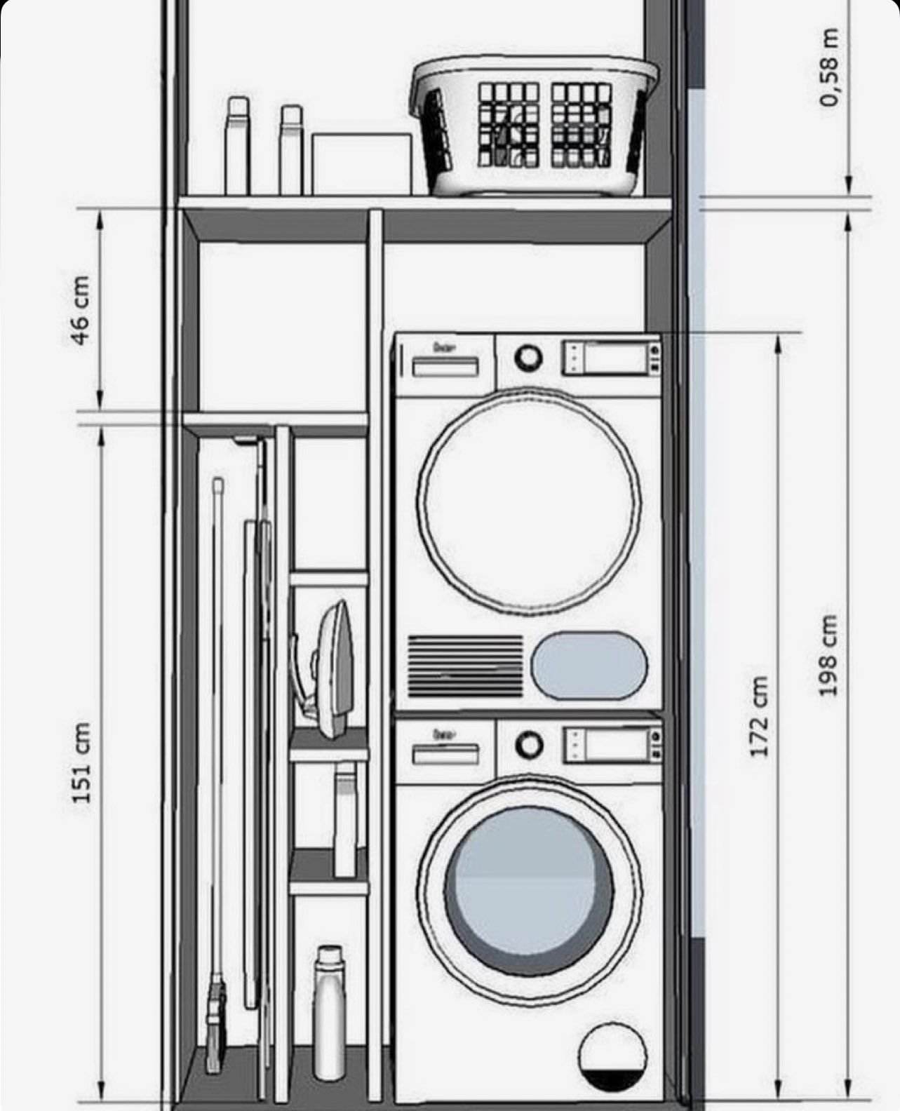 Размеры полок в ванной. Постирочная комната планировка чертеж. Высота колонны стиральной и сушильной машины Bosch. Габариты ниши для стиральной и сушильной машины Asko. Размеры шкаф для сушилки и стиральной машины.