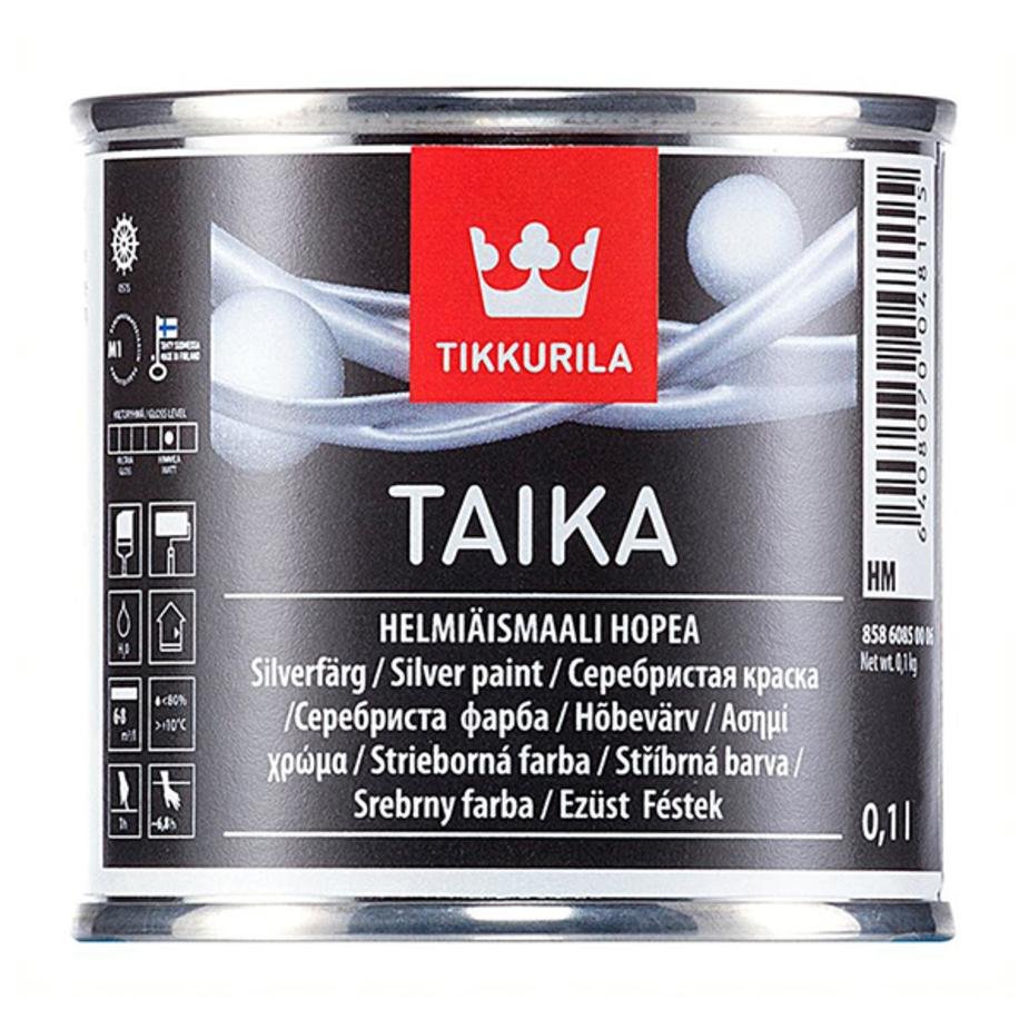 Краска перламутровая Tikkurila Taika HM серебро полуглянцевая 0.9 л