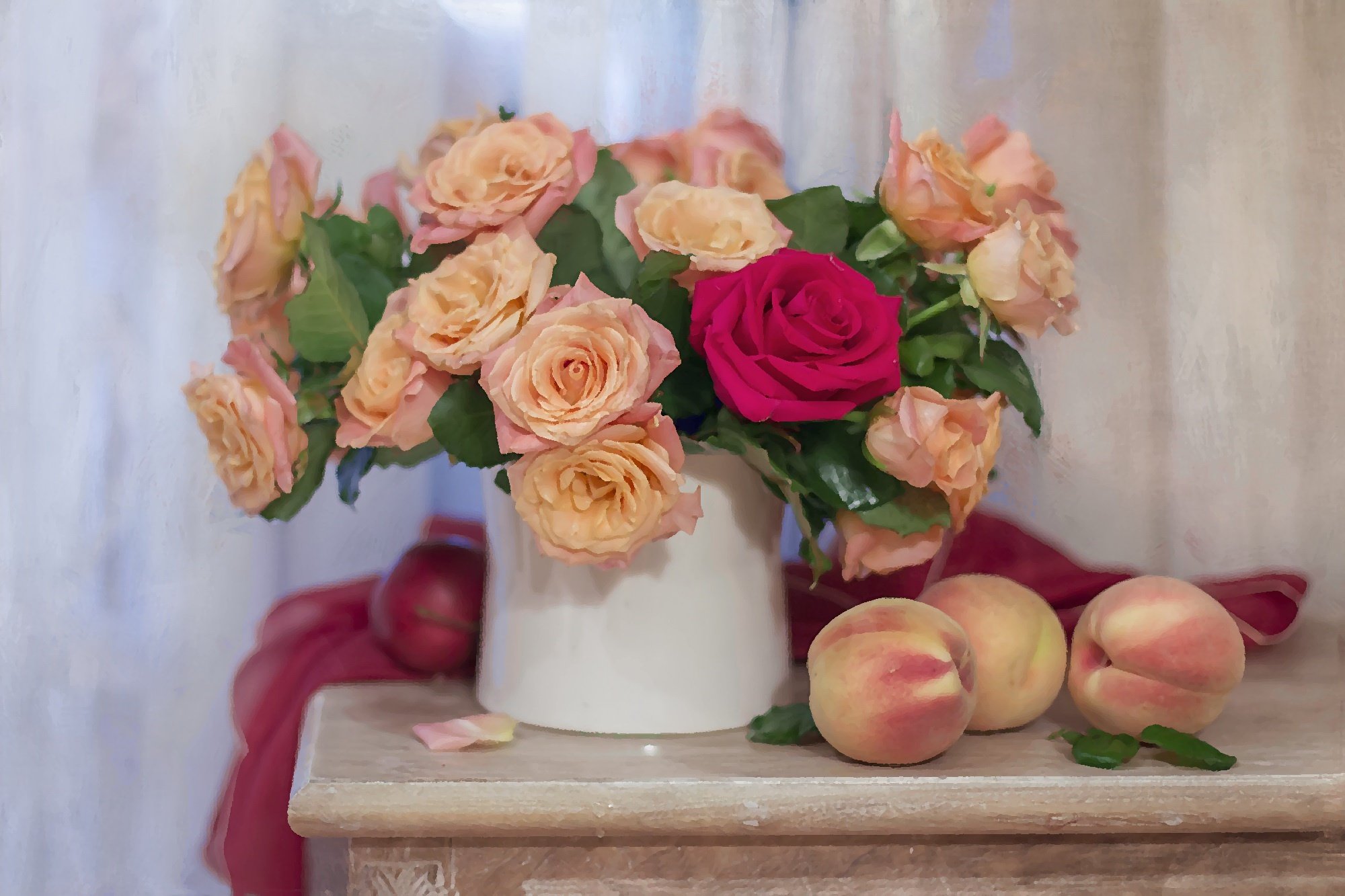 Оранжевые розы в вазе. Розы в вазе.