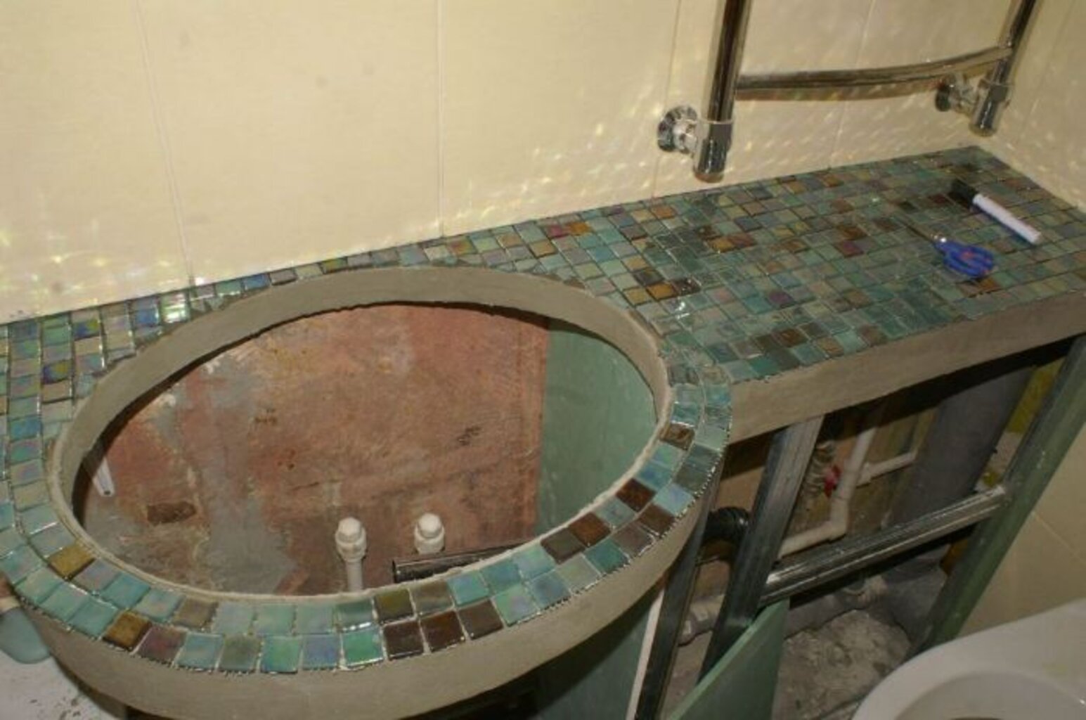 столешница для ванной комнаты под раковину своими руками из плитки