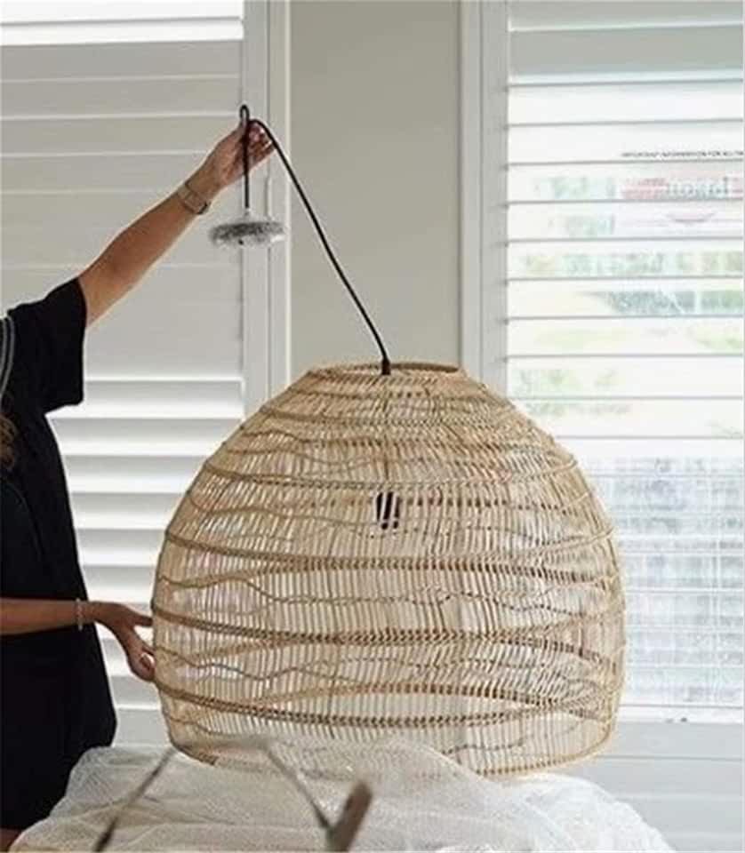 Lamp Wood Rotang Wicker Barrel n2 / лампа плетеная из ротанга "бочка" №2