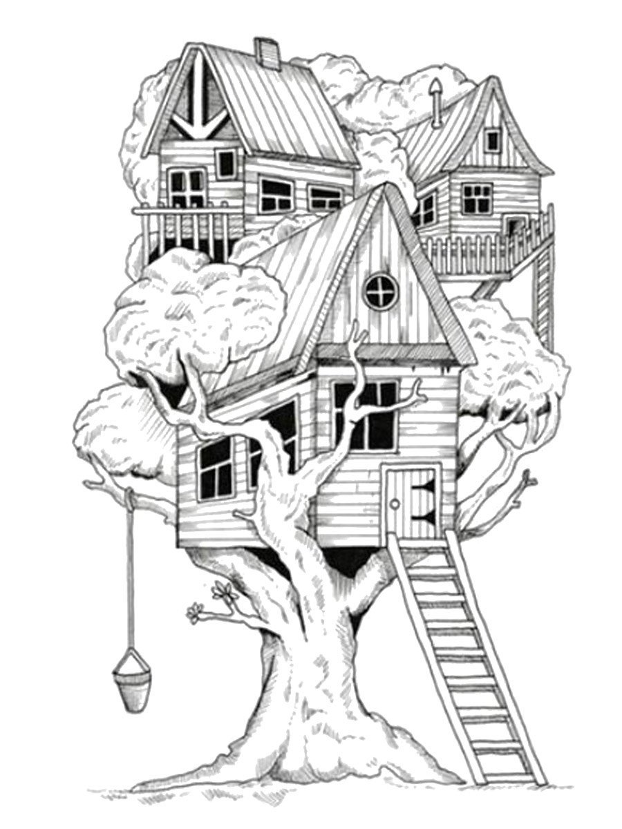 Домик на дереве иллюстрация