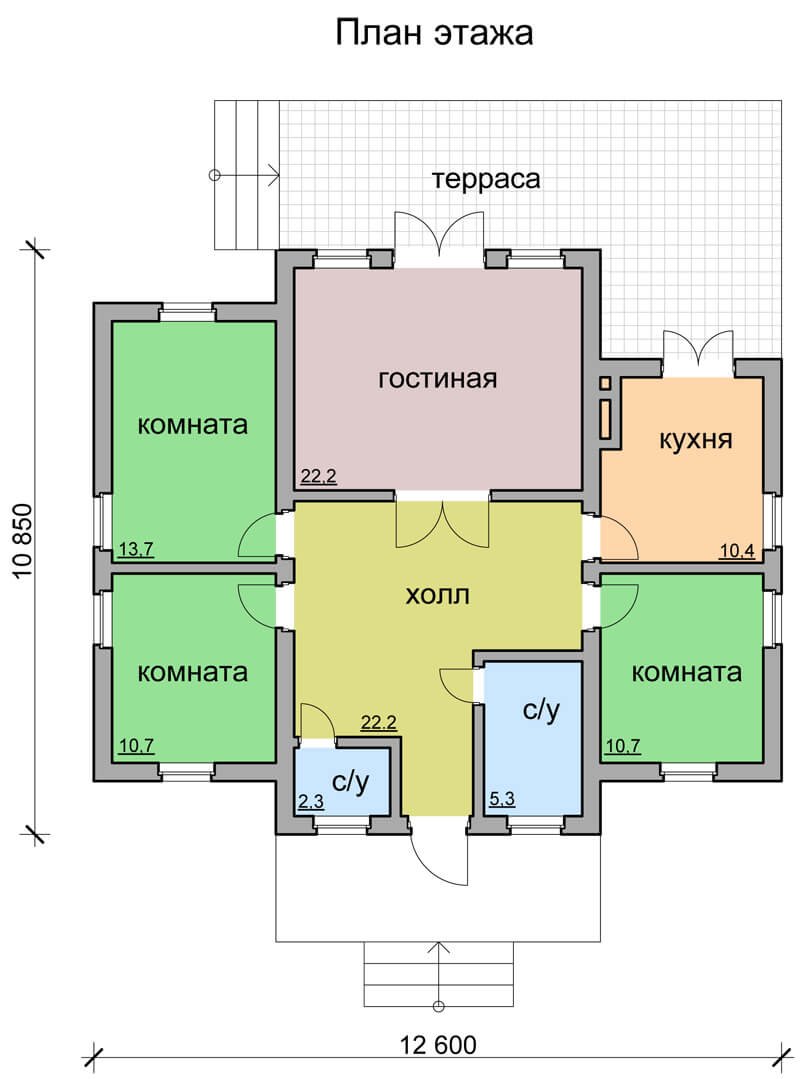 Одноэтажный дом из теплоблока