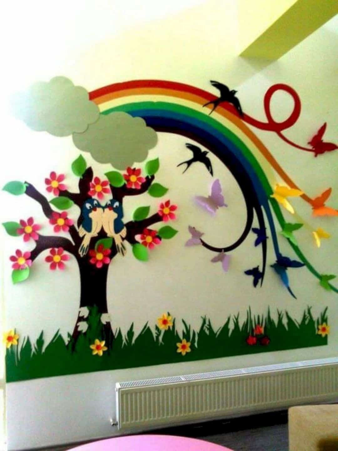 Как можно оформить группу. Украшение стен в детском саду. Украсить стену в детском саду. Декорация стен в детском саду.