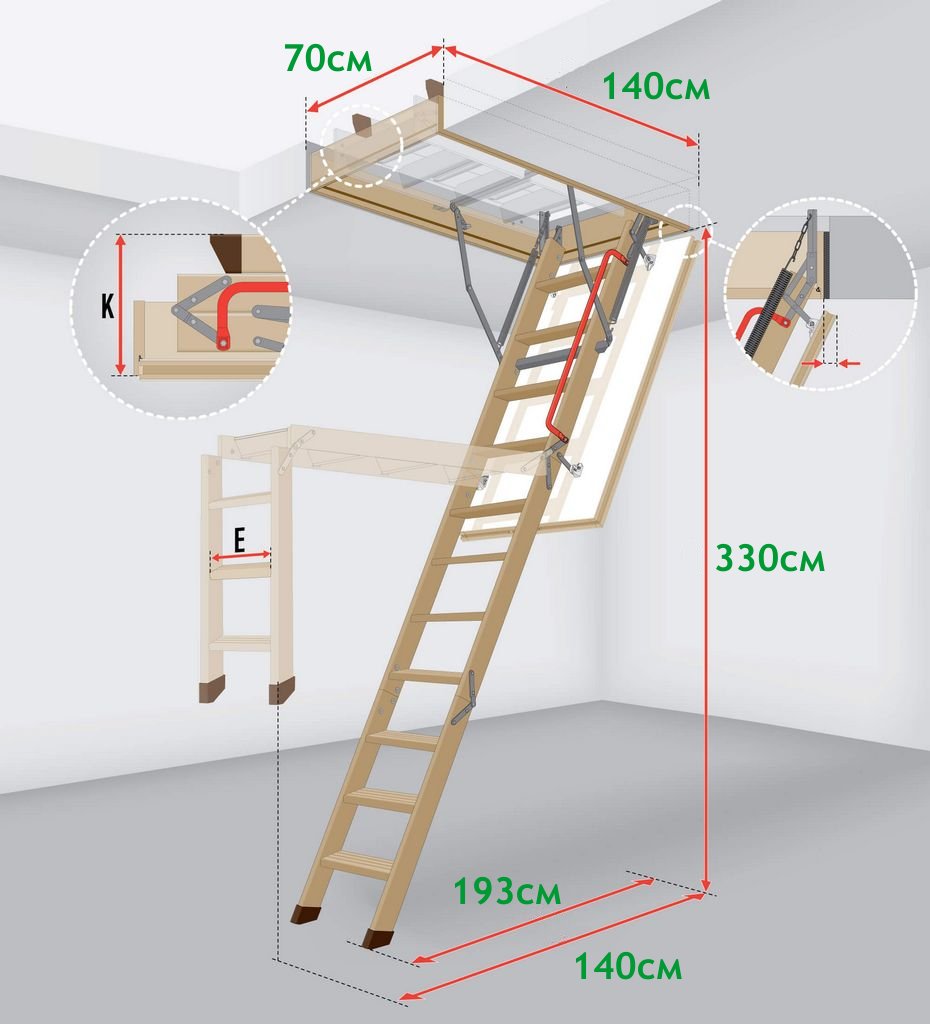 Лестница чердачная LWK 60*120*280. Fakro
