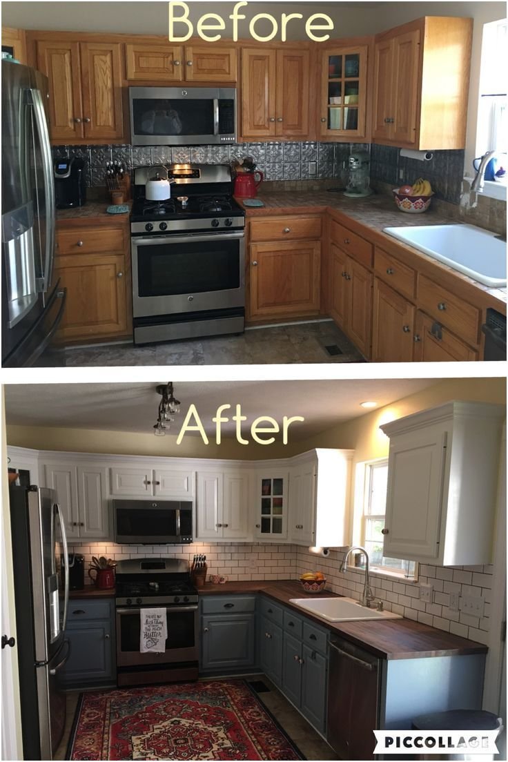 Перекраска кухонных фасадов до и после
