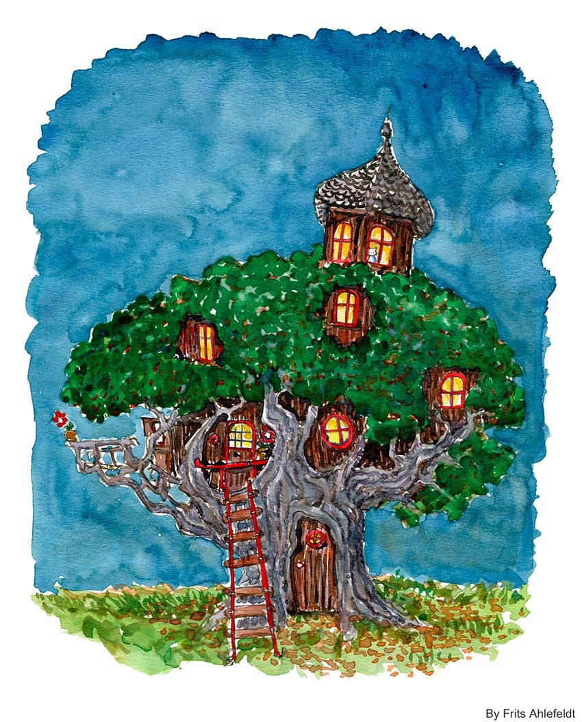 Домик на дереве иллюстрация