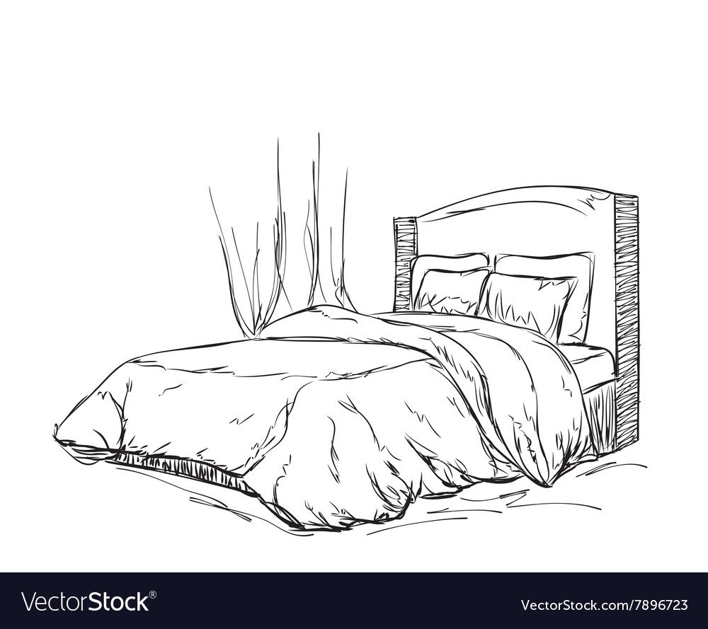 рисунок кровать вид сбоку