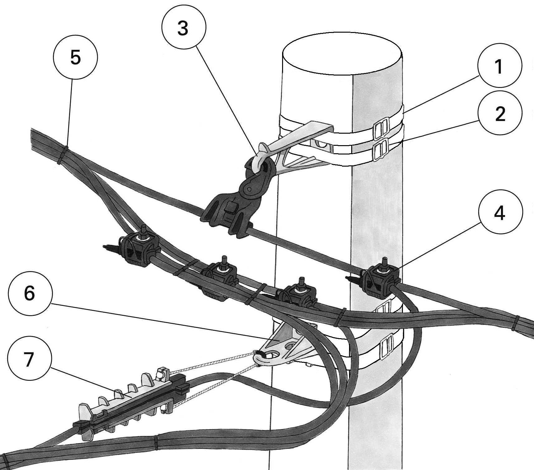 Соединения ответвления кабеля. Арматура для провода СИП 10кв. Подвес промежуточный для СИП-4 2х16. Монтаж ВЛИ 0.4 кв проводом СИП. СИП 2 3х50+1х54.6 крепление к столбу.