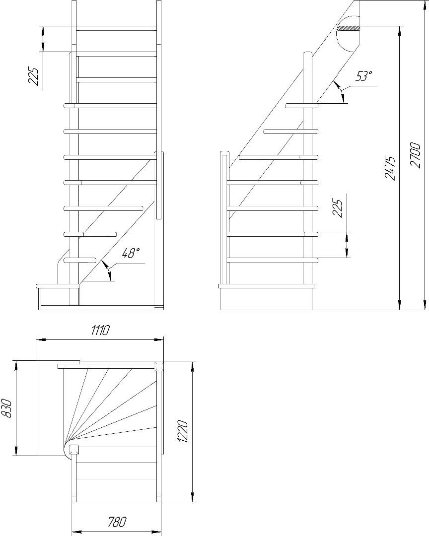 Размеры степеней удобной лестницы
