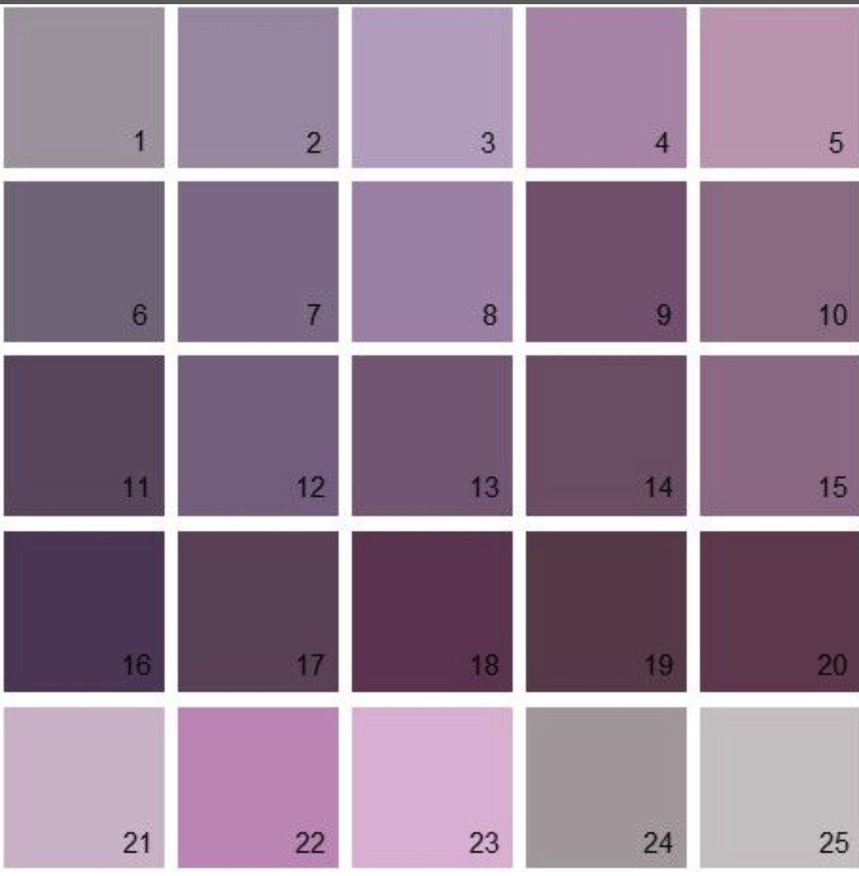 Палитра фиолетового цвета