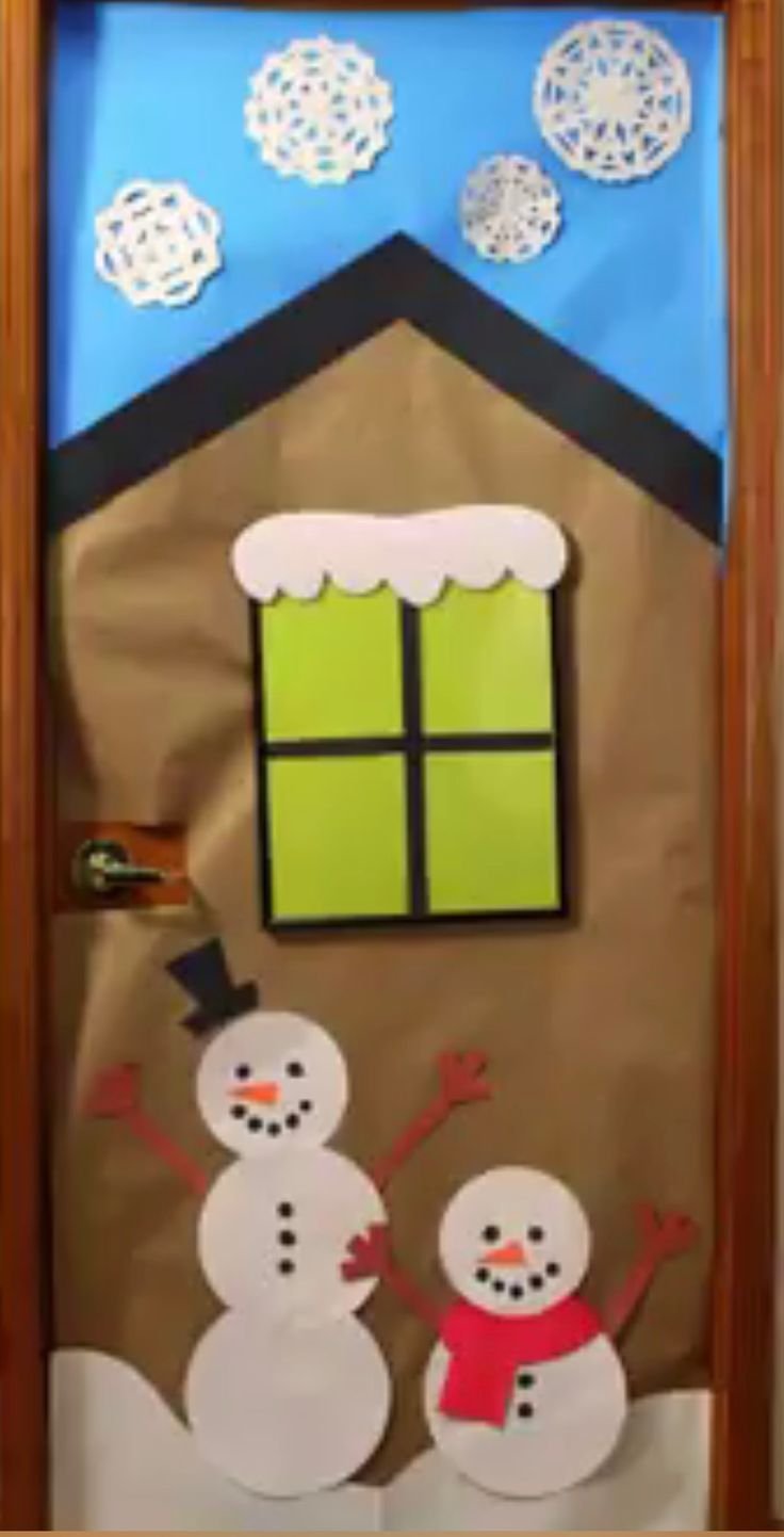 Украшение двери на новый год в детском саду