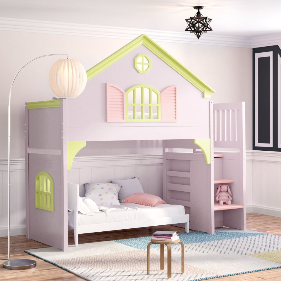 Кровать-домик для девочки двухэтажная
