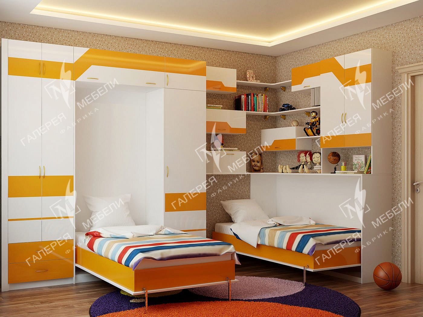 Комната с откидными кроватями для 2 детей