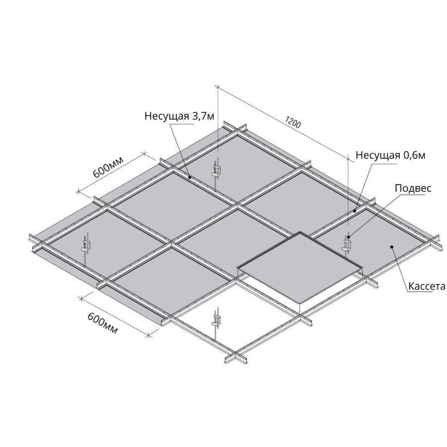 Подвесной потолок типа "Албес" ар600 а6