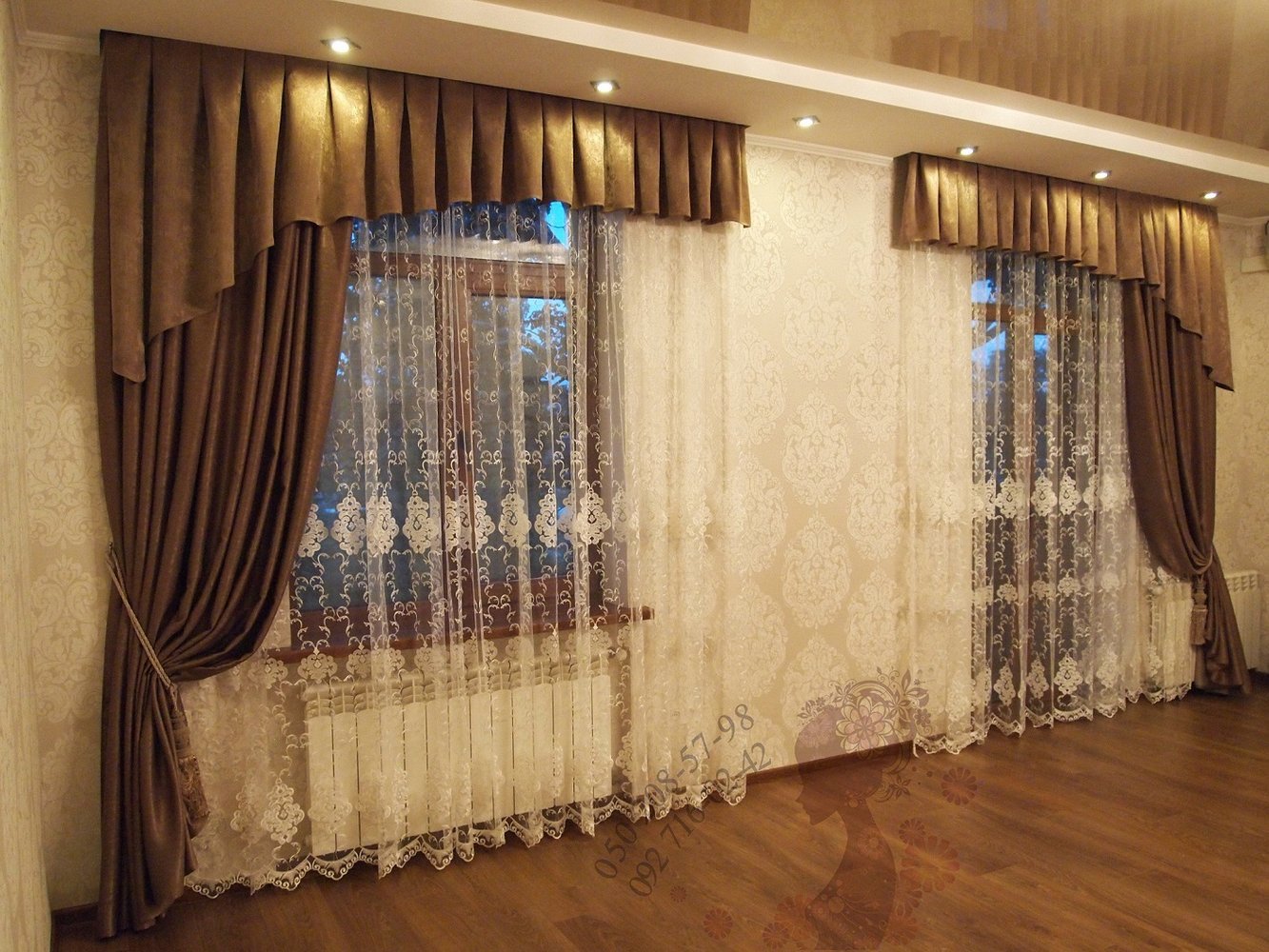 шторы в гостиную в современном стиле на 2 окна
