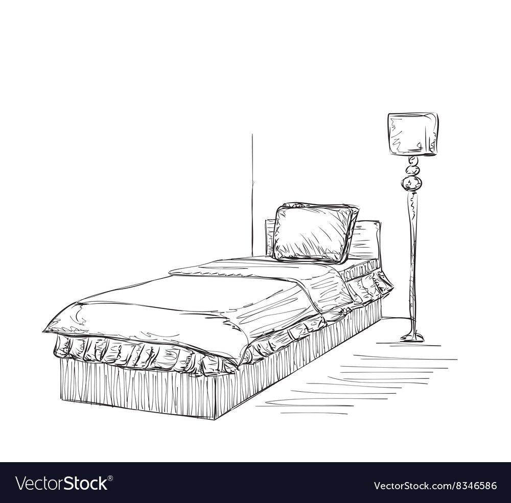 Спальная кровать карандашом