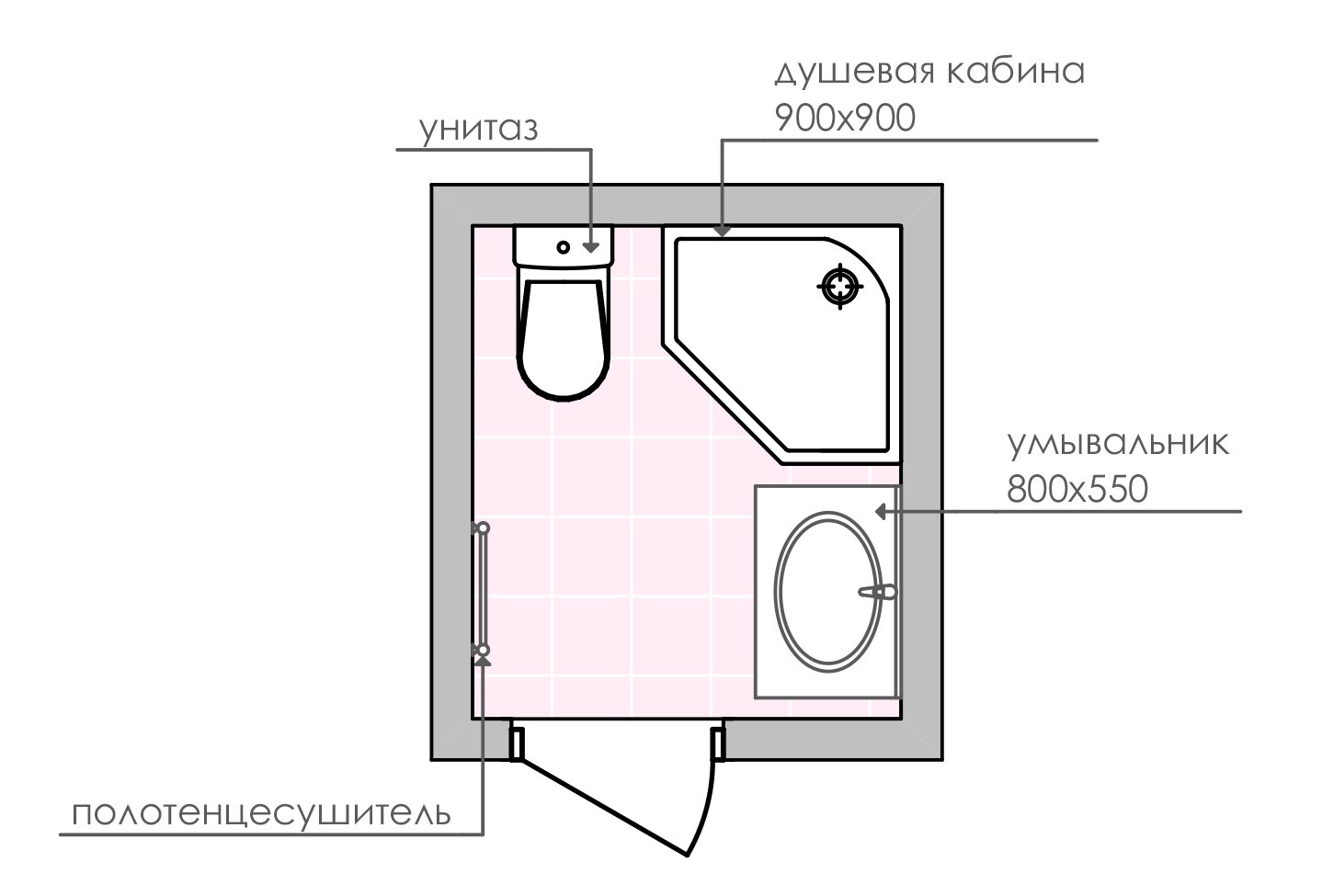 планировка маленьких ванных комнат с размерами