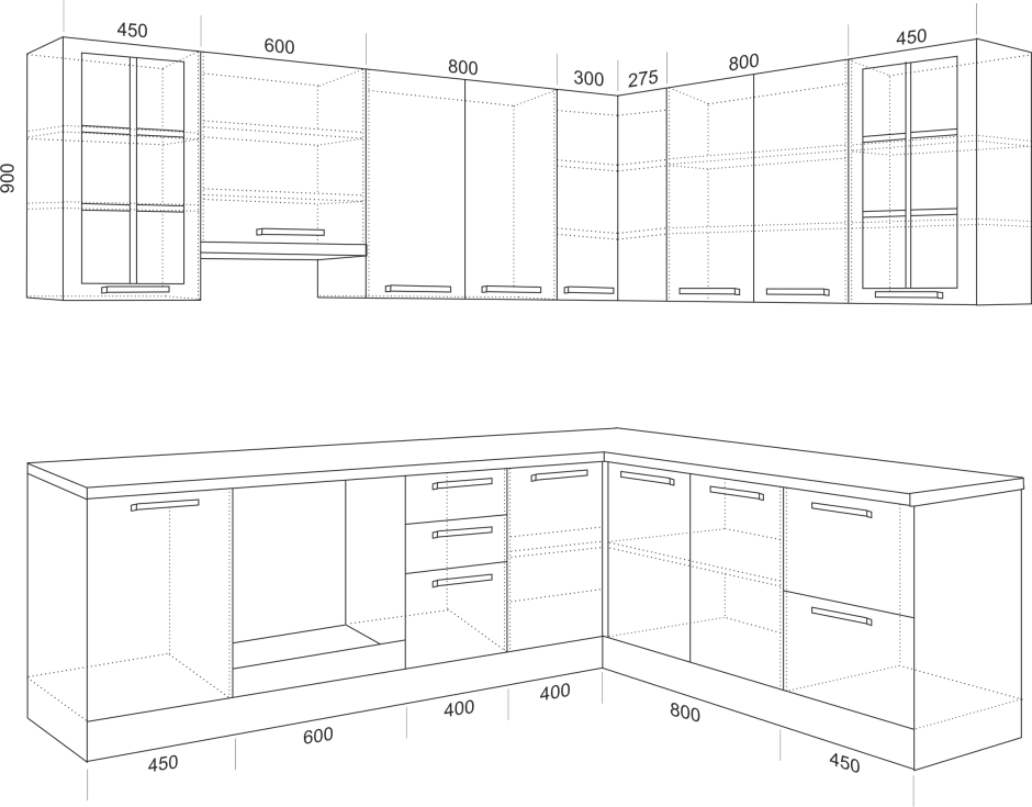 Высота нижних шкафов кухни со столешницей стандарт
