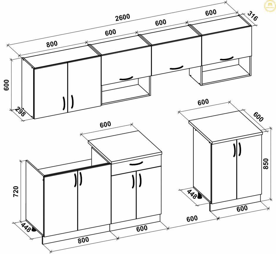 Стандартная высота кухонных шкафчиков нижних