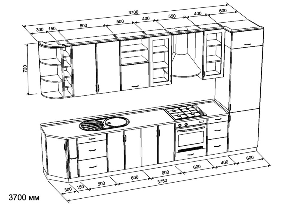Кухонной мебели чертежи стандарт