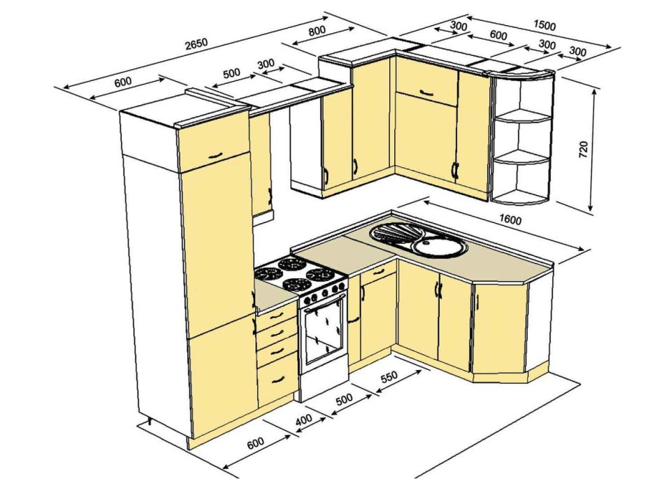 Проект кухни угловой