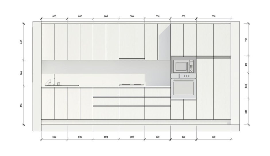 Высота современных кухонных шкафов