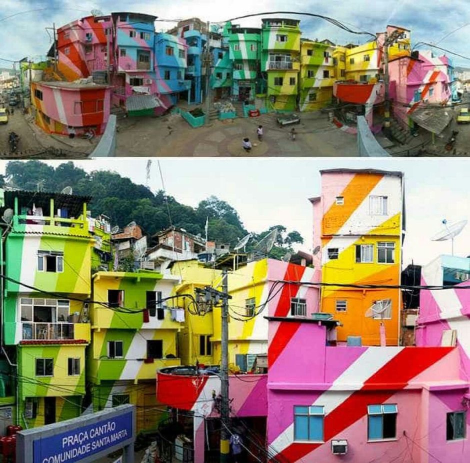 Фавелы Бразилия цветные дома
