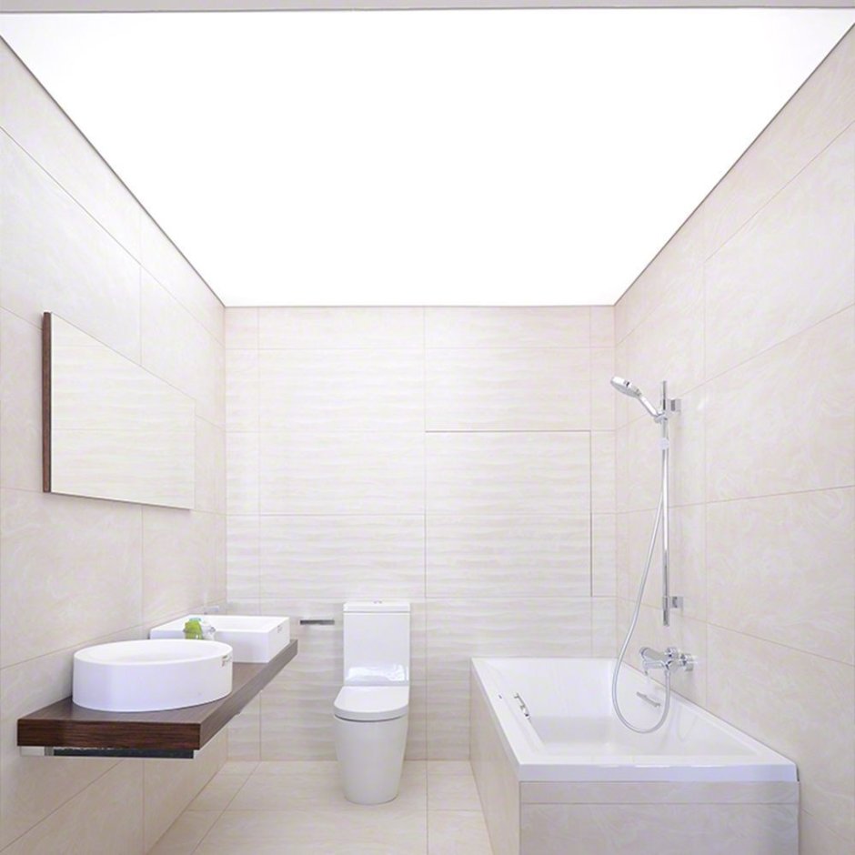 Светящийся потолок в ванной