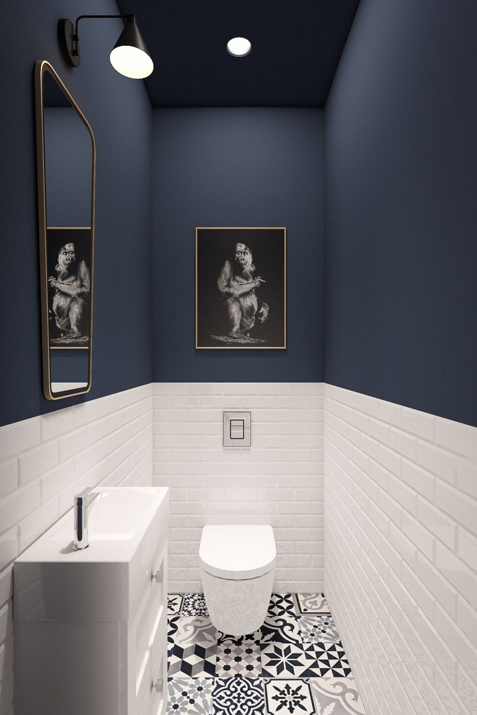 Интерьер туалета с подвесные уннитазом