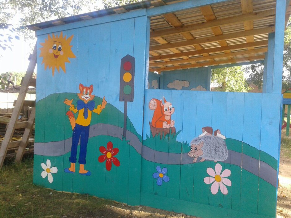 Роспись веранды в детском саду