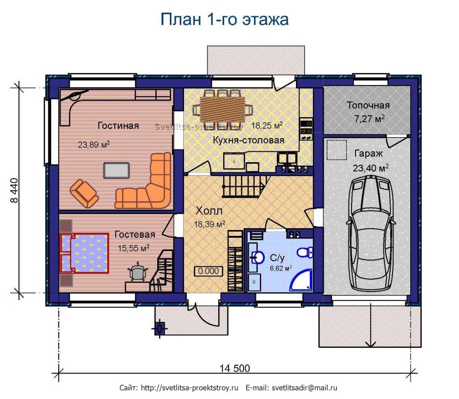 Проект дома с гаражом снизу