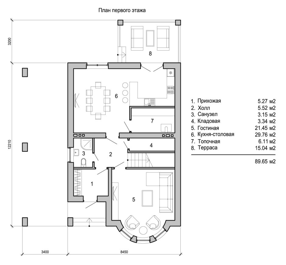 План дома с эркером 1 этаж